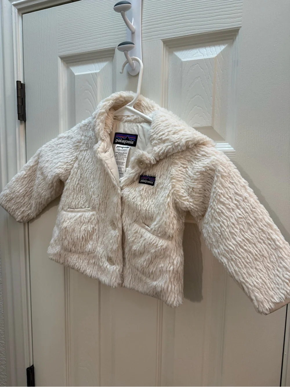 Patagonia Kids Plush Hooded Jacket in Cream